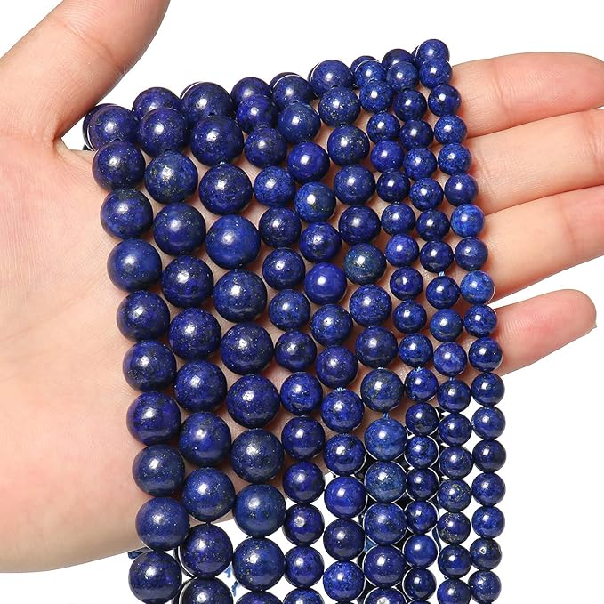 Xilitata 60pcs 6mm Lapis Lazuli Round Blue Beads for Jewelry Making