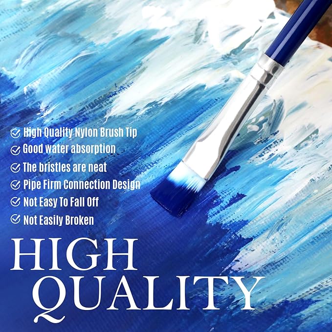 Paint Brushes Set, 20PCS Painting Brushes Different Types of Brushes for Acrylic Paint, Watercolor, Oil, Paint Brushes Bulk for Nail, Face Art, Craft, Rock Painting and School Project