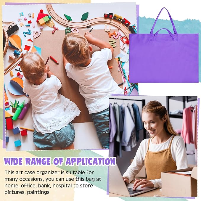 Abbylike 48 x 36 Inch Art Portfolio Bag Large Size Art Supply Bag with Nylon Shoulder Waterproof Poster Board Painting Drawing Sketch Storage Carrying Case for Christmas Artwork Gift(Purple,1 Pcs)