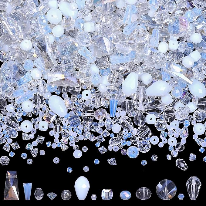 Assorted Glass Crystal Beads for Jewelry Making,DIY Lamp Work, Glass Spacer Beads Colorful Clear Electroplated Color Crystal Beads, Colorful Assortment Bulk Mix, Half Pound