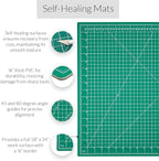 WA Portman Self Healing Cutting Mat & Rotary Cutter Set – 45mm Rotary Cutter for Fabric with 5 Extra Blades with 18x24 Fabric Cutting Mats for Crafts & 6x24 Acrylic Quilting Rulers – 3pc Sewing Kit