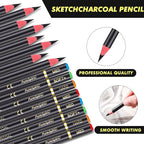 100 Pcs Charcoal Pencils Drawing Set, Charcoal Pencils bulk for Drawing Sketching Shading Blending Portrait Beginners and Artists(Black,Super Soft, Soft, Medium and Hard)