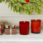 Thick Candle Jars for Making Candles 16 Pcs, 7 OZ Empty Jars with Wood Lids for Candle Making, Sample Container, Frosted Red