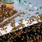 1200PCS 3mm Bicone Crystal Glass Beads for Jewelry Making, Sparkling Mini Beads for Suncatchers, DIY Bracelets & Craft Projects (Coffee Gold)