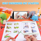 QYGYMXC 6PCS Crochet Kit for Beginners, Knitting Kit with Step-by-Step Video Tutorials, Beginner Crochet Kit for Adults, Crochet Animal Kit for Beginners Kids,Holyday Essentials