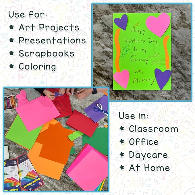 Hygloss Bright Colored Cardstock - 11x17-Inch, 12 Assorted Colors, 48 Sheets, 65 lb/ 176 gsm, Fade-Resistant, Acid-Free Color Card Stock Paper