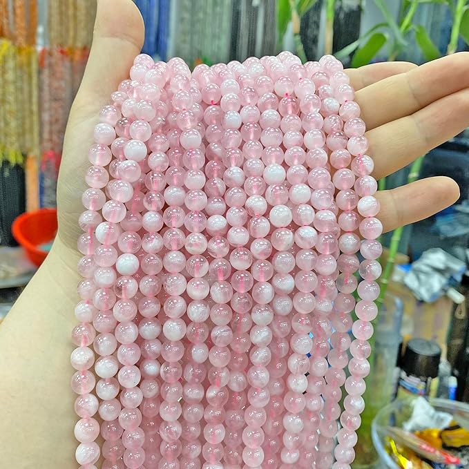 10MM 38PCS Natural Crystal Stone Madagascar Rose Quartz Gemstone Beads for Jewelry Making DIY Bracelet