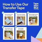 TapeManBlue 12" x 100' Roll of Paper Transfer Tape for Vinyl, Made in America, Premium-Grade Transfer Paper for Vinyl with Layflat Adhesive for Crafts, Decals, and Letters