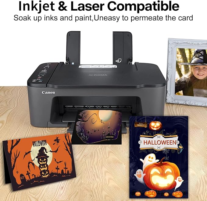 100 Sheets Black Cardstock 8.5 x 11, Goefun 65lb Halloween Card Stock Printer Paper for Scrapbooking, Crafts, Invitations, DIY Cards