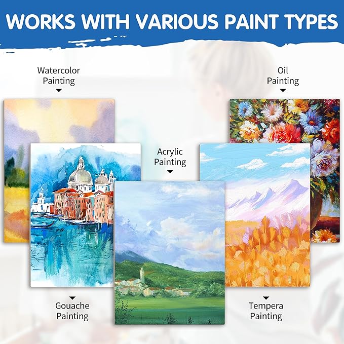 FIXSMITH Stretched White Blank Canvas - 18x24 Inch, 4 Pack,Primed Large Canvas,100% Cotton,5/8 Inch Profile of Super Value Pack for Acrylics,Oils & Other Painting Media