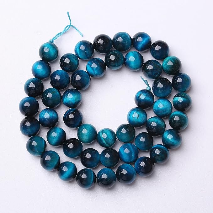 4mm 90pcs Blue Tiger Eye Gemstone Loose Beads Natural Round Stone Beads for Jewelry Making 1 Strand 15" (Blue Tiger Eye, 4mm)