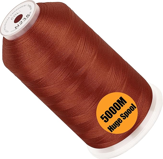 New brothread - Single Huge Spool 5000M Each Polyester Embroidery Machine Thread 40WT for Commercial and Domestic Machines - Burnt Orange (Janome Color)