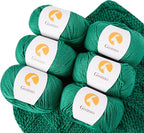 6 Balls Merino Wool Yarn, 12-Ply Luxurious and Soft Yarn for Hand Knitting & Crocheting, 1.76 OZ/50g, 120 yds/110 Meters(Green,6Balls)