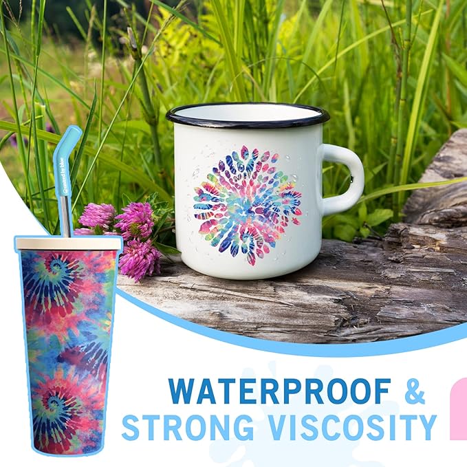 Tintnut Tie Dye Permanent Vinyl Roll - 12" x 5ft, Seamless Purple Red Permanent Adhesive Vinyl, Swirl Patterned Self Sticker for Cutting Machine, Home Decor