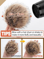 5in Large Fluffy Pom Poms Crochet Accessories - 10pcs Faux Fur Pompom Balls Knitting Accessories for Hats, Beanies, Shoes, Scarves, Gloves, Bags, Keychains Charms (Black/Brown/Grey/Pink)