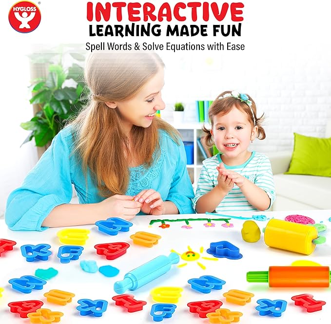 Dough Extruder Set for Kids + Dough Alphabet & Numbers Cutter Set - (46 pcs) - Educational Clay Tools for Learning, Counting, and Crafting – Strong and Durable
