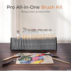 Nicpro 32pcs Paint Brush Set, Acrylic Paint Brushes, Professional Artist Series with Paint Spatula and Cloth Roll, Paintbrushes for Oil, Acrylic Canvas Paintings, Watercolor, Art Supplies