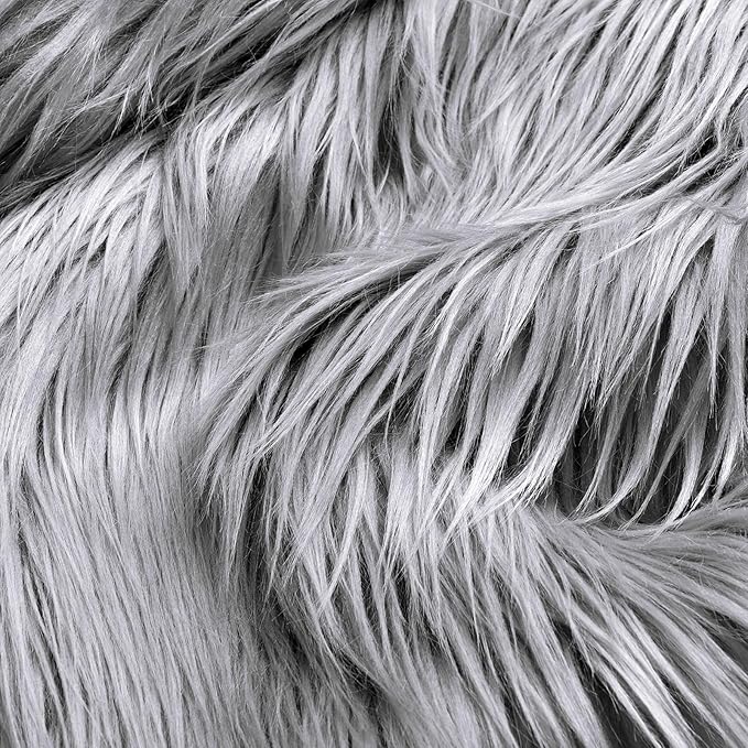 Tatuo Faux Fur Fabric Christmas Fluffy Fuzzy Craft Fake Fur Cuts Shaggy Synthetic Plush Patch Sewing DIY Winter Halloween Costume Gnome Beard Miniature Dolls Rugs Mats Gift(Gray,10 x 20 Inch)