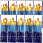 BOSOBO Paint Brush Sets, 10 Pack 100 Pcs Pointed-Round Tip Paintbrushes Nylon Hair Artist Acrylic Paint Brushes for Acrylic Watercolor Oil, Face Art, Model, Miniature Detailing & Rock Painting, Blue