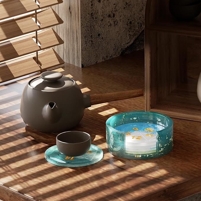 6 Pack Dice Coaster Mold 5 Piece Coaster + 1 Piece Coaster Holder Mold Dice Tray Mold Dice Resin Mold Resin Casting Mold Resin Making Molds Silicone Mold for Resin DIY Art Craft Supplies