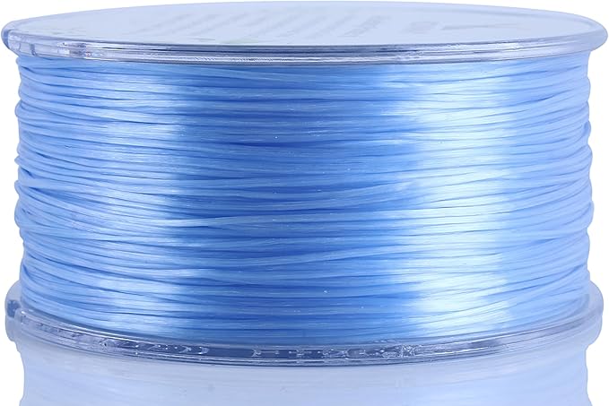 KONMAY 1 Rolls 0.8mm Flat Stretchy Bracelet Strings with Organizing Case, 90 Yards Sky Blue Crystal Elastic Thread Cord for Jewelry Bracelets Making and Beading