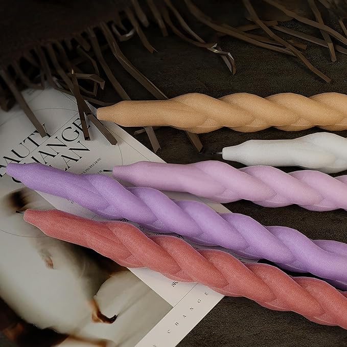 2 Pack Stick Candle Wave Pillar Candle & Resin Mold - Resin Casting Silicone Molds for Home Decor & Candle Making Wave Spiral Mold