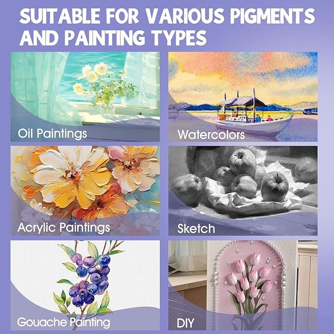 ESRICH Stretched Canvas for Painting 12x16 Inch, 16 Pack Blank Canvas -5/8 in Profile Primed Cotton White Canvases for Painting for Oil & Acrylic Paint