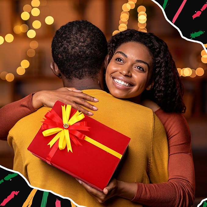 DECYOOL 4 Rolls Black History Month Ribbon Set, Red, Yellow, Green, Black Polyester Wired Ribbons Black History Month Ribbon for Gift Wrapping DIY Crafts Juneteenth and Kwanzaa Decorations