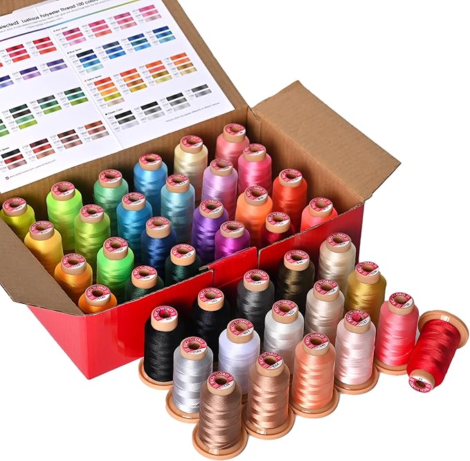 Richword Selected 800M 40 Colors Embroidery Thread,40WT(108D/2) Polyester Embroidery Machine Thread Set for Embroidery Machines and Sewing Machines