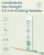 mindfulknits Premium Straight Single Pointed Beech Wood Knitting Needles – Size US 4, 3.5mm – 35cm Length – Straight Needle Set - Crafting & Knitting Supplies for Relaxation & Stress Relief (3.5mm)