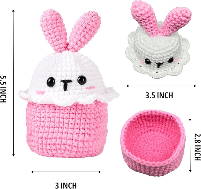 CSWCS Crochet Kit for Beginners - Easy Starter Crochet Kit for Adults, Amigurumi Craft Gifts with Yarn, Hook & Video Tutorial, Knitting & Crochet Supplies (Animal)