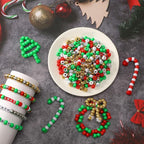 UPINS Christmas Pony Beads, 1200Pcs Red White Green Gold Silver Plastic Beads Christmas Necklace Hair Beads Crafts DIY