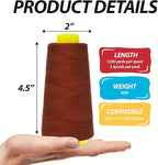 Mandala Crafts Brown Thread Cones for Machine and Hand Quilting - 2400 Yds 50 WT Multiple Purpose Mercerized 100% Cotton Threads for Sewing Machine Serger Embroidery