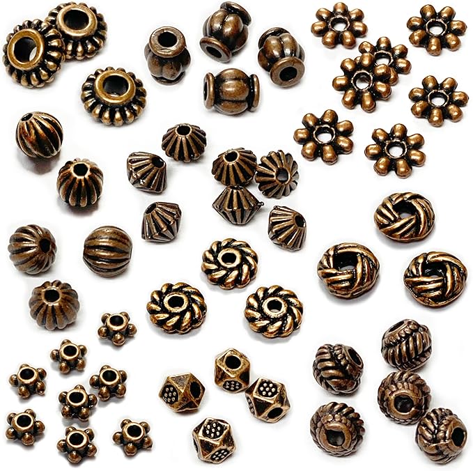 Antique Copper Beads for Jewelry Making - Spacer & Assortments for Bracelet, Necklace, Earring - Craft Supplies, Findings, Small Seed Beads - Jewelry Set 500Pcs