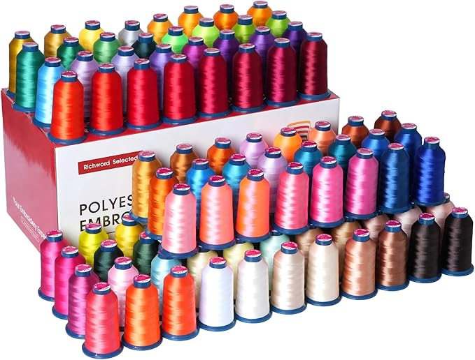 Richword Selected Embroidery Machine Thread 100 Colors 40WT (108D/2) Polyester Thread Kit Each Spool 4000M (4374Y) Suitable for Embroidery Machines