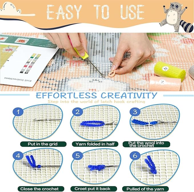 Latch Hook Kits for Adults - DIY Latch Hook Rug Kits for Kids, Crochet Kit for Beginners, Rug Making Kits with Printed Canvas, Gift Packaging. (Father Christmas, 20x20 inch)