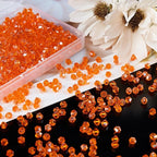 1100PCS 4mm Bicone Crystal Glass Beads for Jewelry Making, Sparkling Mini Beads for Suncatchers, DIY Bracelets & Craft Projects (Orange)