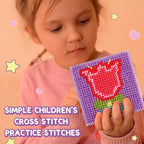 Caydo 8-in-1 Cross Stitch Kit for Beginners Kids, Includes 8 PCS Plastic Canvas with Pre-Patterns, 13 Colors Threads, Instructions, Embroidery Needles for Beginners Sewing