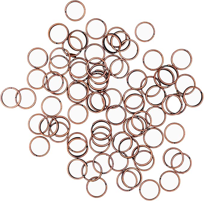 Mandala Crafts 12mm Antique Copper Colored Double Jump Rings for Jewelry Making - 400 Pcs Small Split Key Rings Set for Crafts, DIY Keychains, and Accessories