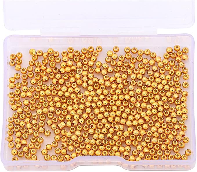 18K Gold Plated Round Spacer Beads 2.5mm 500pcs for Jewelry Making Findings Non Tarnish