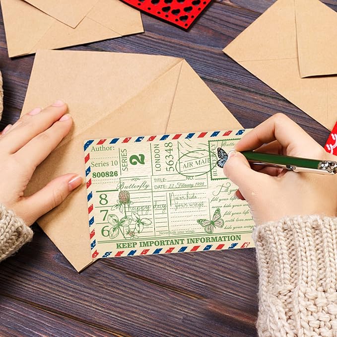 GLOBLELAND Vintage Ticket Postcard Clear Stamps for Card Making Butterfly Dress Lady Transparent Silicone Stamps for DIY Scrapbooking Supplies Embossing Paper Card Album