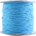 KONMAY 1.0mm Elastic Beading String, 100 Yards Blue Elastic Stretchy Cord for Jewelry Making, Necklace and Crafting