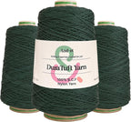 And-et DuraTuft Yarn 45 Vibrant Colors Tufting Nylon Yarn Pack - Ideal for Crochet, Craft Projects - 100% B.C.F. - 3 Cones x 1.66lbs - 180yards - Perfect for Rug Weaving and Knitting (38 Deep Green)