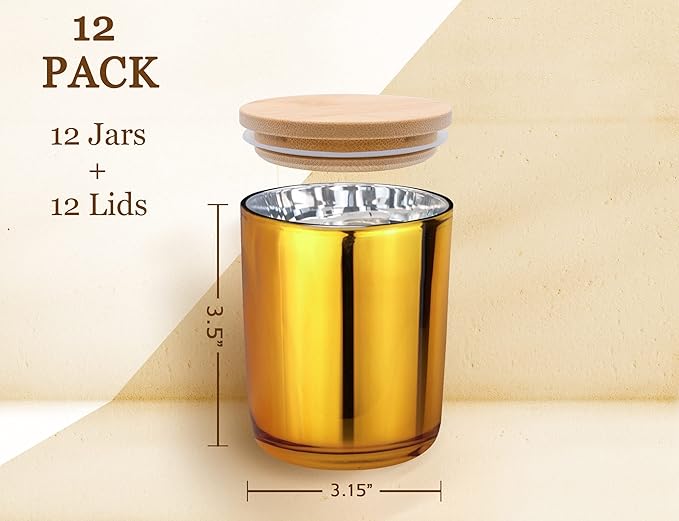 Aroparc Candle Jar, 12 Pack 10oz Candle Jars with Lids Tumbler Jar for Candle Making Supplies (Amber)