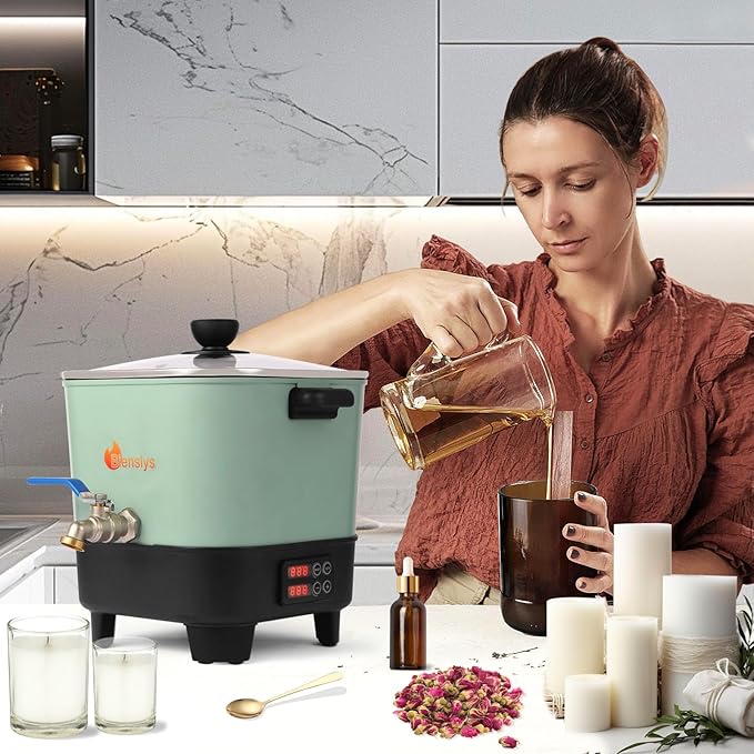 Electric Wax Melter Pot for Candle&Soap Making-Large 7Qts Capacity, Digital Temperature Panel with Spout, Non-Stick, V Bottom for Easy Pour&Clean