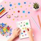 1376 Pcs Foam Stickers Glitter Shape Stickers Colorful Stars Sticker Self Adhesive Geometric Sticker for Crafts Supplies DIY Art Project Scrapbooking Home Decor(Star)