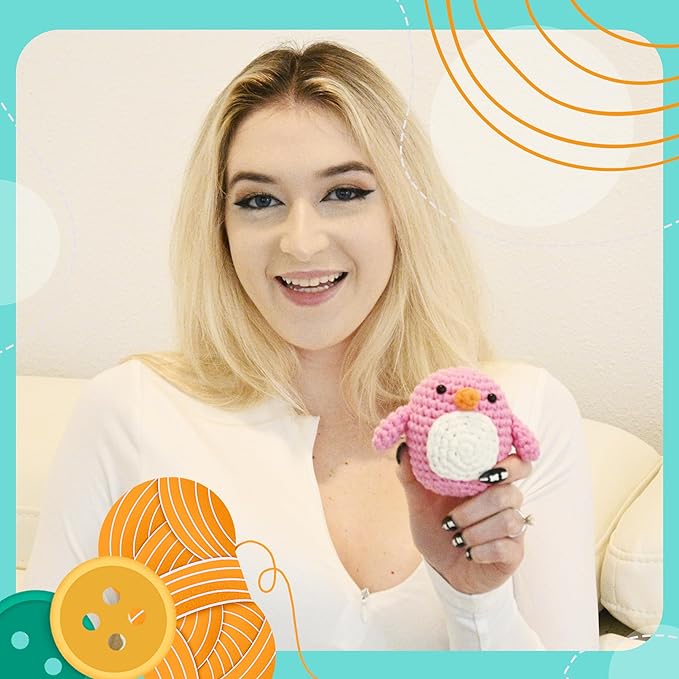 Penguin Crochet Kit | for Beginners, Couples, Date Night, Kids, Adults, Anime, & Animal Lovers | DIY Gift Kit | Instructions, Yarn, Hook, Pattern, Video & Written Tutorial | Arts & Crafts for Adults