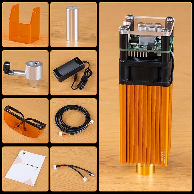 FoxAlien Fixed-focus FA40W Engraver Module Class 4 450nm PWM TTL for FoxAlien Masuter 4040, Masuter Pro, 4040-XE, WM3020, XE-PRO, Vasto Series CNC Engraving Machine (10000mW Optical Output)