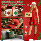 68 Pcs Christmas Patches Red and Green Striped Chenille Letters Patches Self Adhesive Embroidered,Include 52 A-Z Letters Patch,16 Snowflake Christmas Ball Tree Bows Patch Stickers