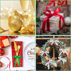 Christmas Ribbon, DECYOOL 4 Rolls 100 Yards Holiday Ribbons for Gift Wrapping (1.5cm Wide, Red & Green & Gold & Silver)